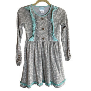 Serendipity by Shrimp & Grits Floral Ruffle Long Sleeve Dress Girl’s XL  9/10